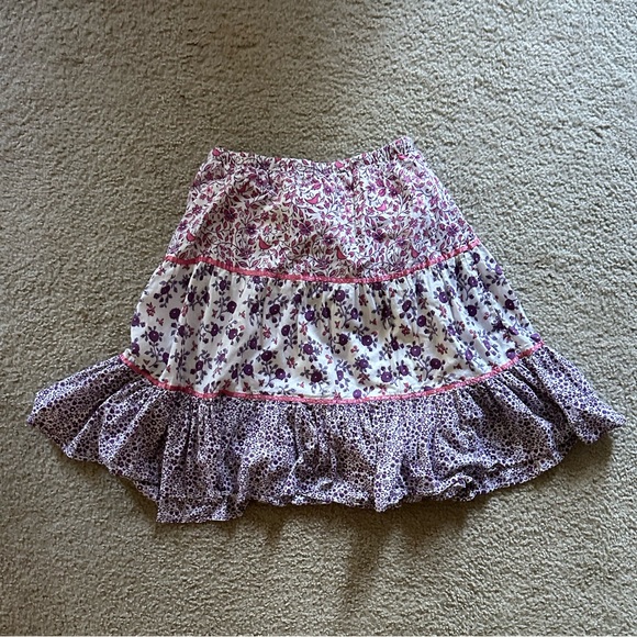 Pink, white, purple floral ruffle skirt - Picture 6 of 9